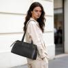 Kattee Genuine Leather Shoulder Bags for Women, Hobo Tote Handbags with Zipper Compartment for Travel(Black)