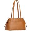 Kattee Genuine Leather Shoulder Bags for Women, Hobo Tote Handbags with Zipper Compartment for Travel(Brown)