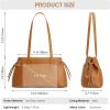 Kattee Genuine Leather Shoulder Bags for Women, Hobo Tote Handbags with Zipper Compartment for Travel(Brown)