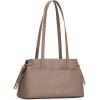 Kattee Genuine Leather Shoulder Bags for Women, Hobo Tote Handbags with Zipper Compartment for Travel(Khaki)