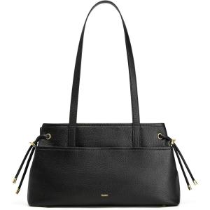 Kattee Genuine Leather Shoulder Bags for Women, Hobo Tote Handbags with Zipper Compartment for Travel(Black)