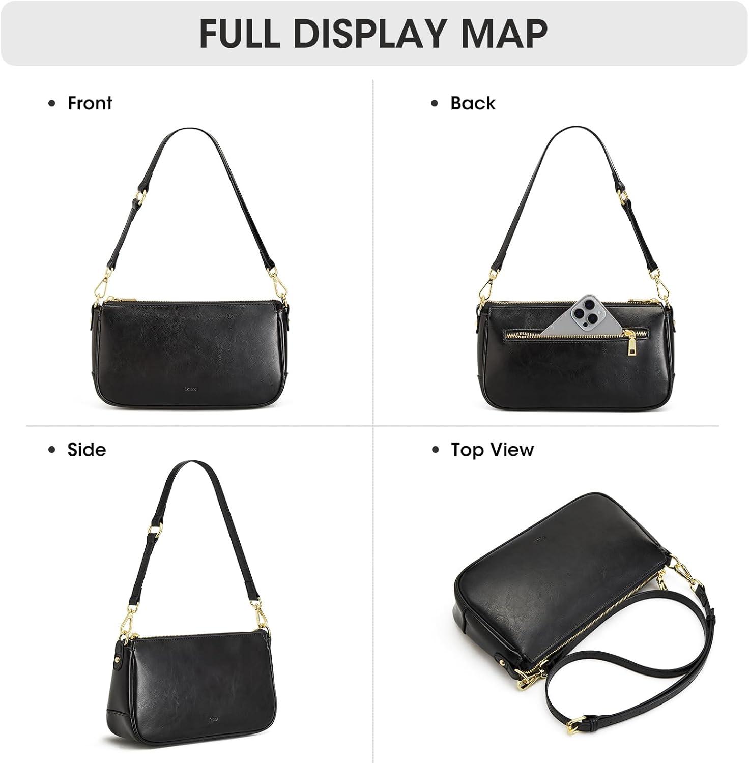 imageKattee Genuine Leather Crossbody Bags for Women Small Purses for Women Clutch Shoulder Handbags with 2 Detachable Straps and 6 Card Slots