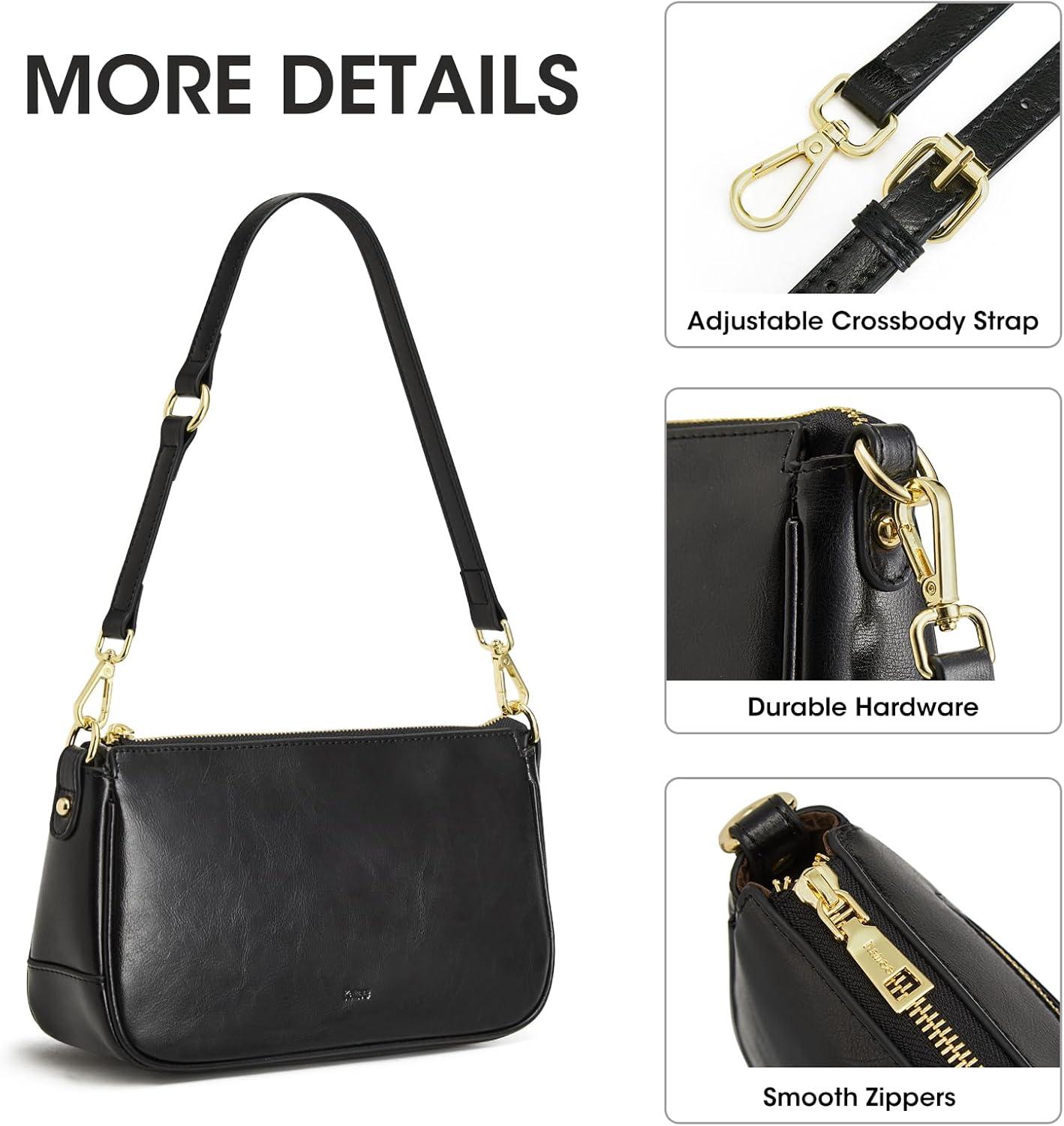 imageKattee Genuine Leather Crossbody Bags for Women Small Purses for Women Clutch Shoulder Handbags with 2 Detachable Straps and 6 Card Slots