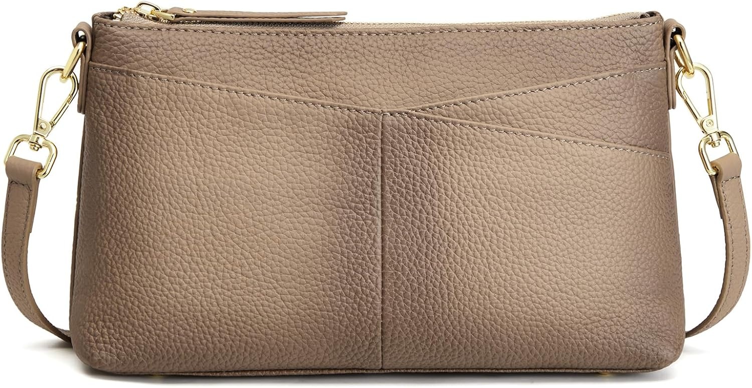 image:imageKattee Genuine Leather Crossbody Bags for Women Small Purse Travel Genuine leather Adjustable strap versatile carry Fits essentials Ideal for daily travelApricot