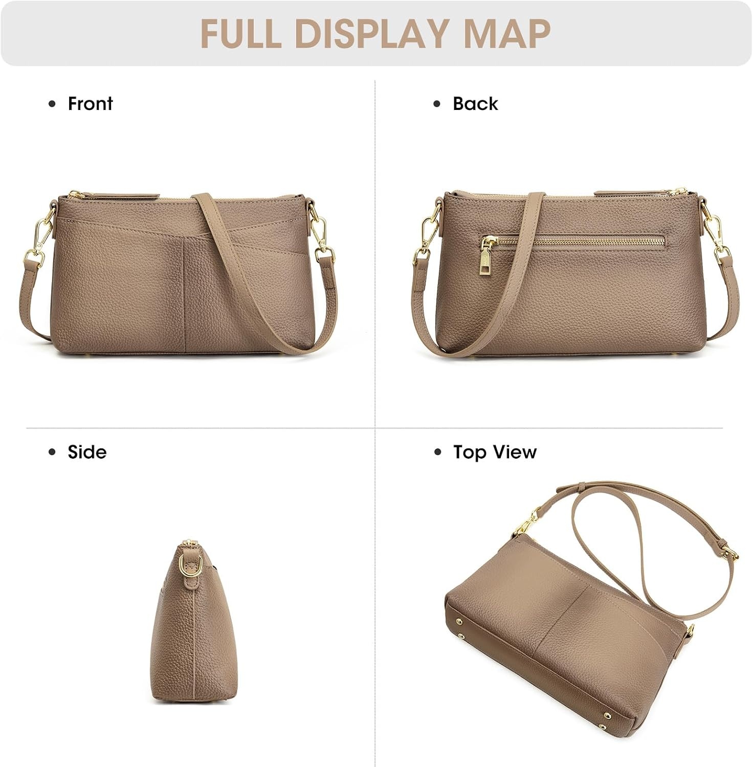 image:imageKattee Genuine Leather Crossbody Bags for Women Small Purse Travel Genuine leather Adjustable strap versatile carry Fits essentials Ideal for daily travelApricot