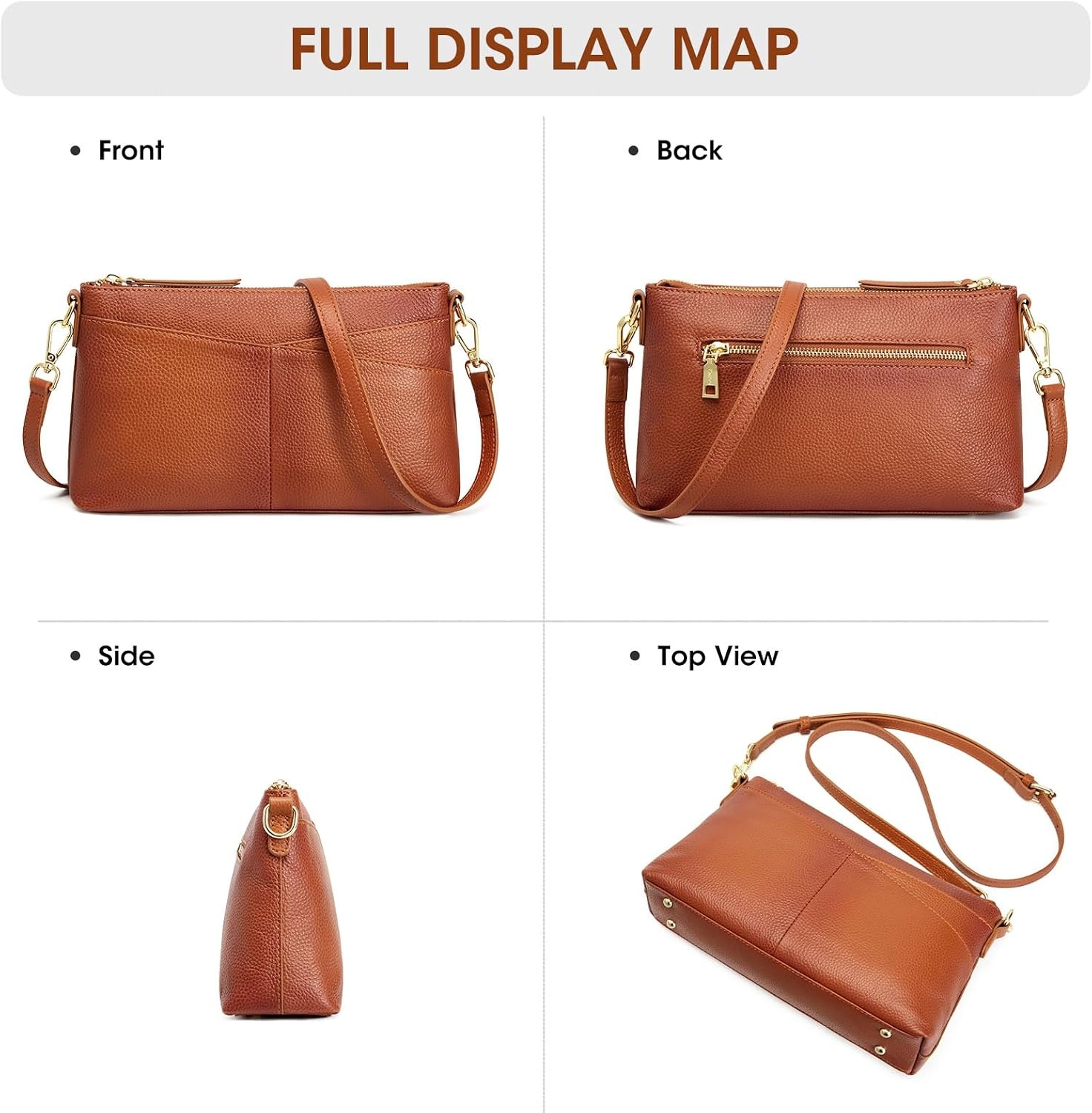 image:imageKattee Genuine Leather Crossbody Bags for Women Small Purse Travel Genuine leather Adjustable strap versatile carry Fits essentials Ideal for daily travelBrown