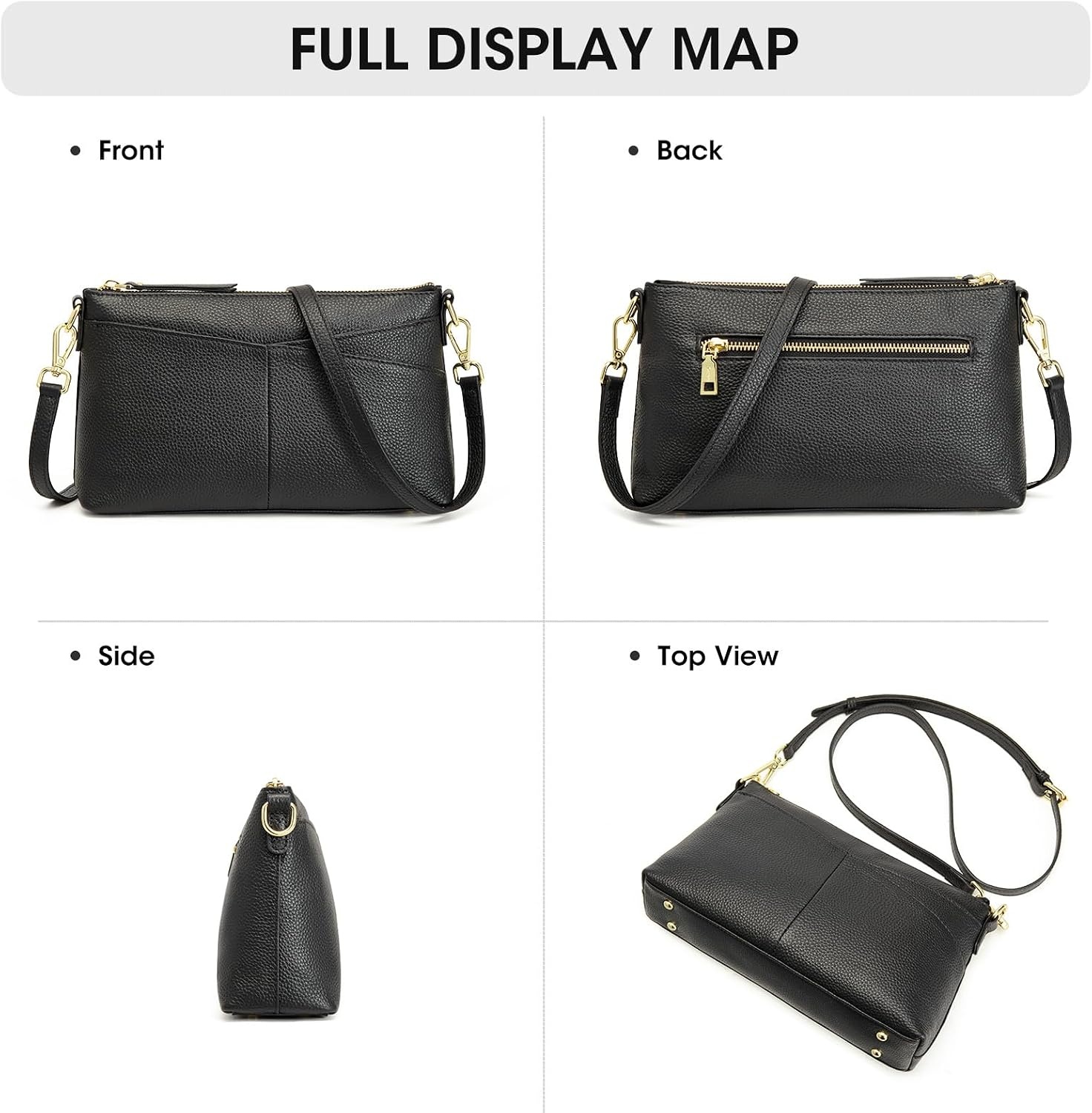 image:imageKattee Genuine Leather Crossbody Bags for Women Small Purse Travel Genuine leather Adjustable strap versatile carry Fits essentials Ideal for daily travelBlack
