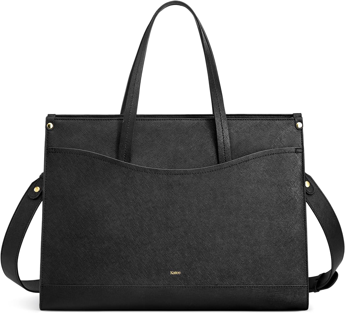 image:imageKattee Genuine Leather Tote Bags for Women Large Work Tote with Laptop Compartment Shoulder Handbag Computer Bag BriefcaseBlack
