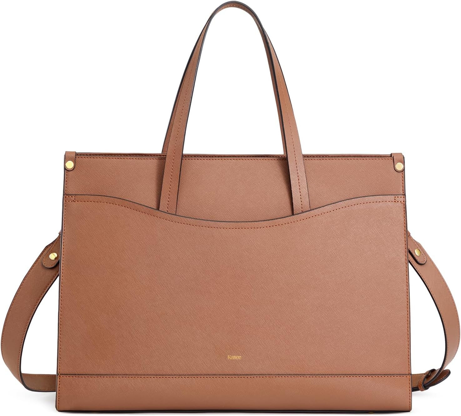 image:imageKattee Genuine Leather Tote Bags for Women Large Work Tote with Laptop Compartment Shoulder Handbag Computer Bag BriefcaseBrown