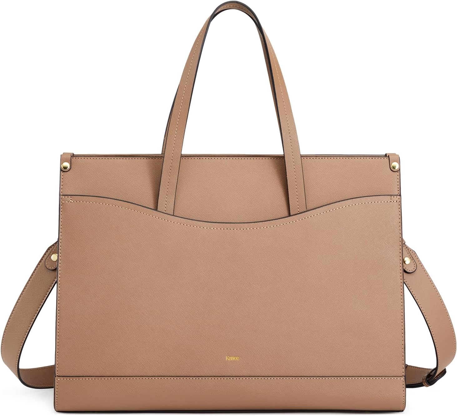 image:imageKattee Genuine Leather Tote Bags for Women Large Work Tote with Laptop Compartment Shoulder Handbag Computer Bag BriefcaseKhaki