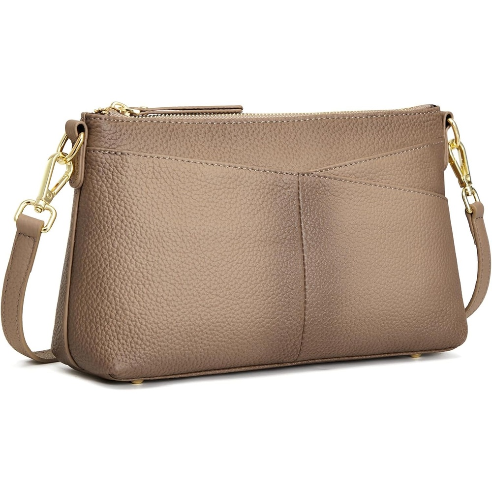 image:imageKattee Genuine Leather Crossbody Bags for Women Small Purse Travel Genuine leather Adjustable strap versatile carry Fits essentials Ideal for daily travelApricot