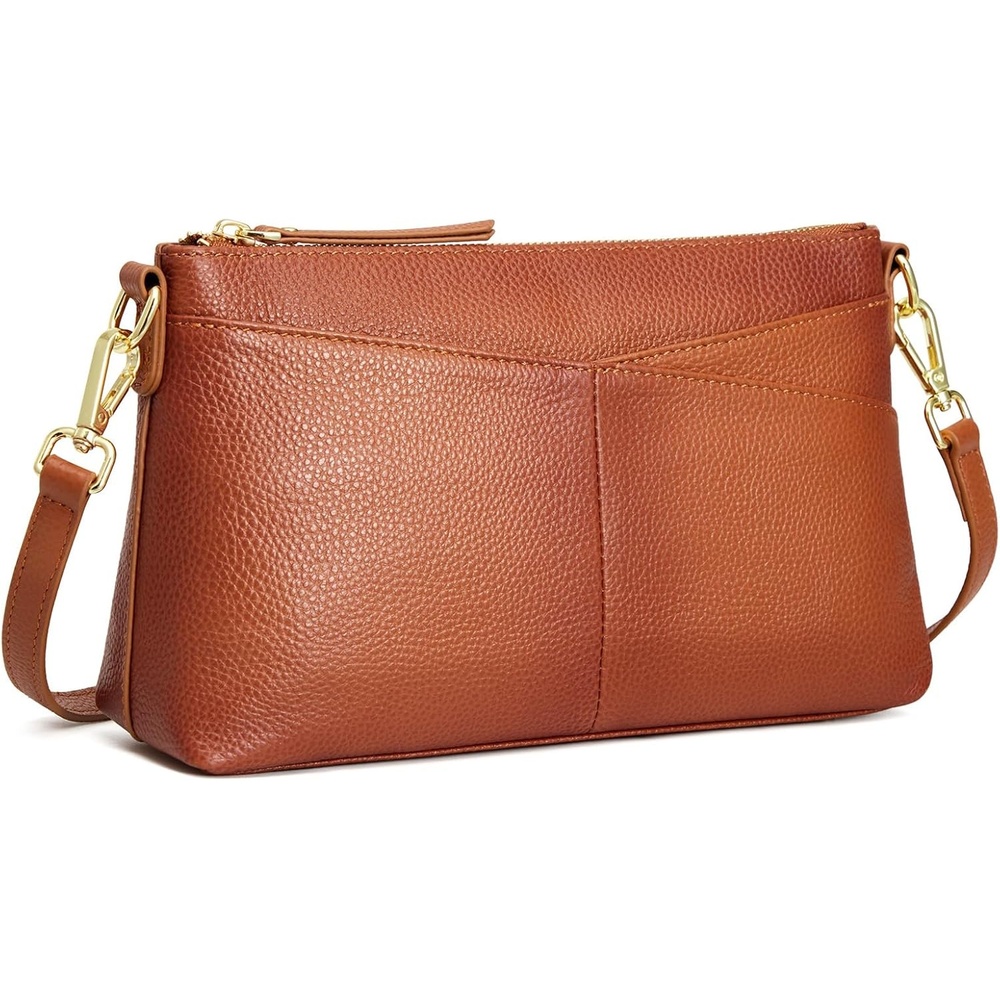image:imageKattee Genuine Leather Crossbody Bags for Women Small Purse Travel Genuine leather Adjustable strap versatile carry Fits essentials Ideal for daily travelBrown
