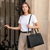 Kattee Genuine Leather Tote Bags for Women Large Work Tote with Laptop Compartment Shoulder Handbag Computer Bag Briefcase(Black)