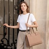 Kattee Genuine Leather Tote Bags for Women Large Work Tote with Laptop Compartment Shoulder Handbag Computer Bag Briefcase(Khaki)
