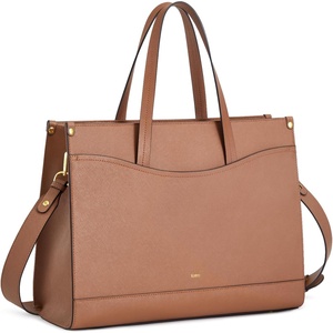 Kattee Genuine Leather Tote Bags for Women Large Work Tote with Laptop Compartment Shoulder Handbag Computer Bag Briefcase(Brown)