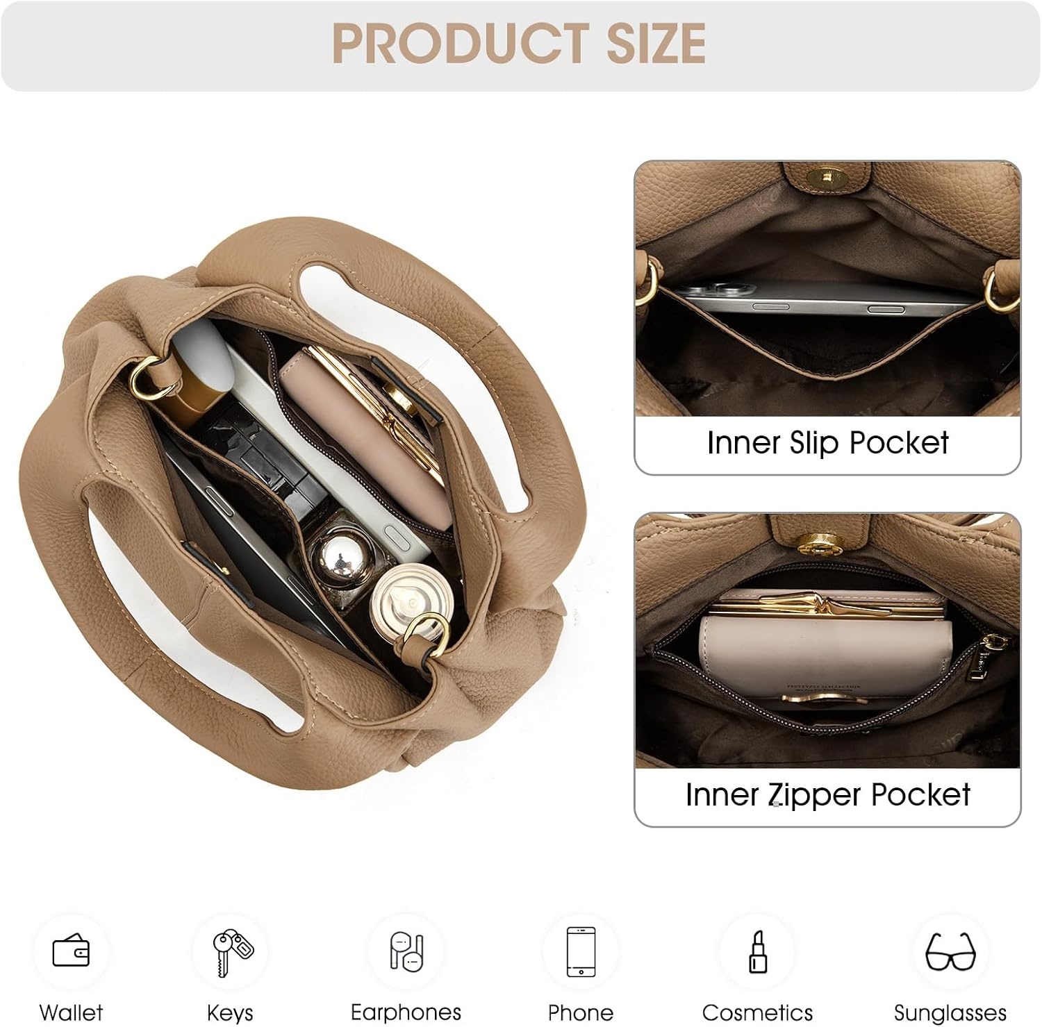 image:imageKattee Satchel Bags for Women Leather Crossbody Bags Handbag Genuine leather satchel Top handles Spacious fits daily amp travel essentials Ideal for work casualApricot