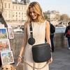 Kattee Leather Crossbody Bum Bag for Women with Coin Purse | Top grain pebbled leather with a detachable coin purse, roomy storage, 5 pockets in total and an adjustable strap.(Black)