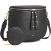 Kattee Leather Crossbody Bum Bag for Women with Coin Purse | Top grain pebbled leather with a detachable coin purse, roomy storage, 5 pockets in total and an adjustable strap.(Black)