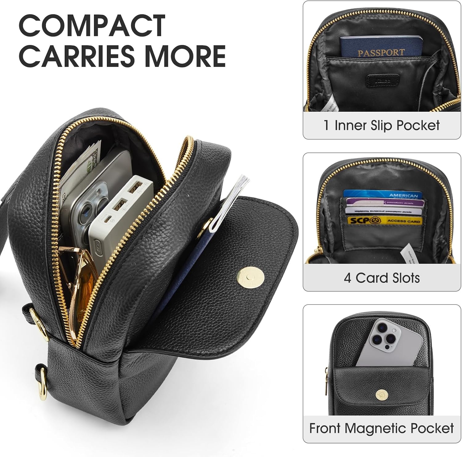 image:imageKattee Sling Bag for Women Small Crossbody Bags with RFID BlockingBlack