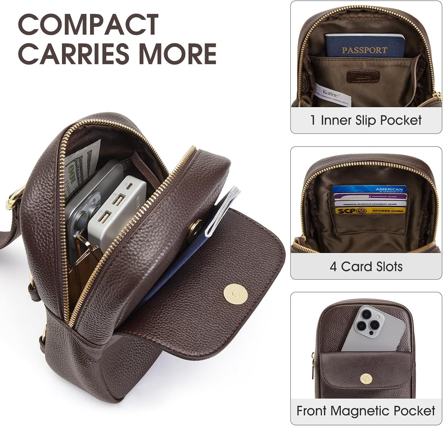image:imageKattee Sling Bag for Women Small Crossbody Bags with RFID BlockingCoffee
