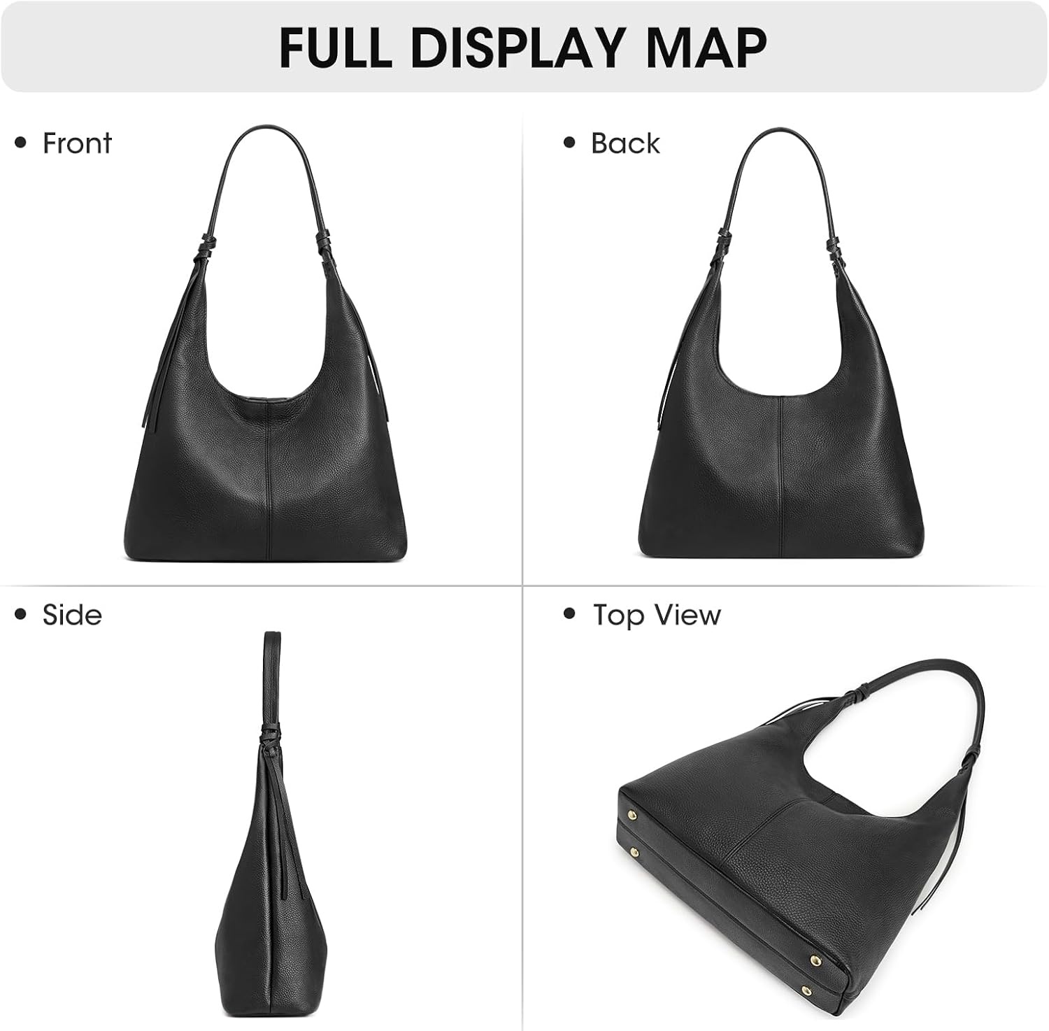 image:imageKattee Genuine Leather Shoulder Bag for Women Slouchy Hobo BagsBlack