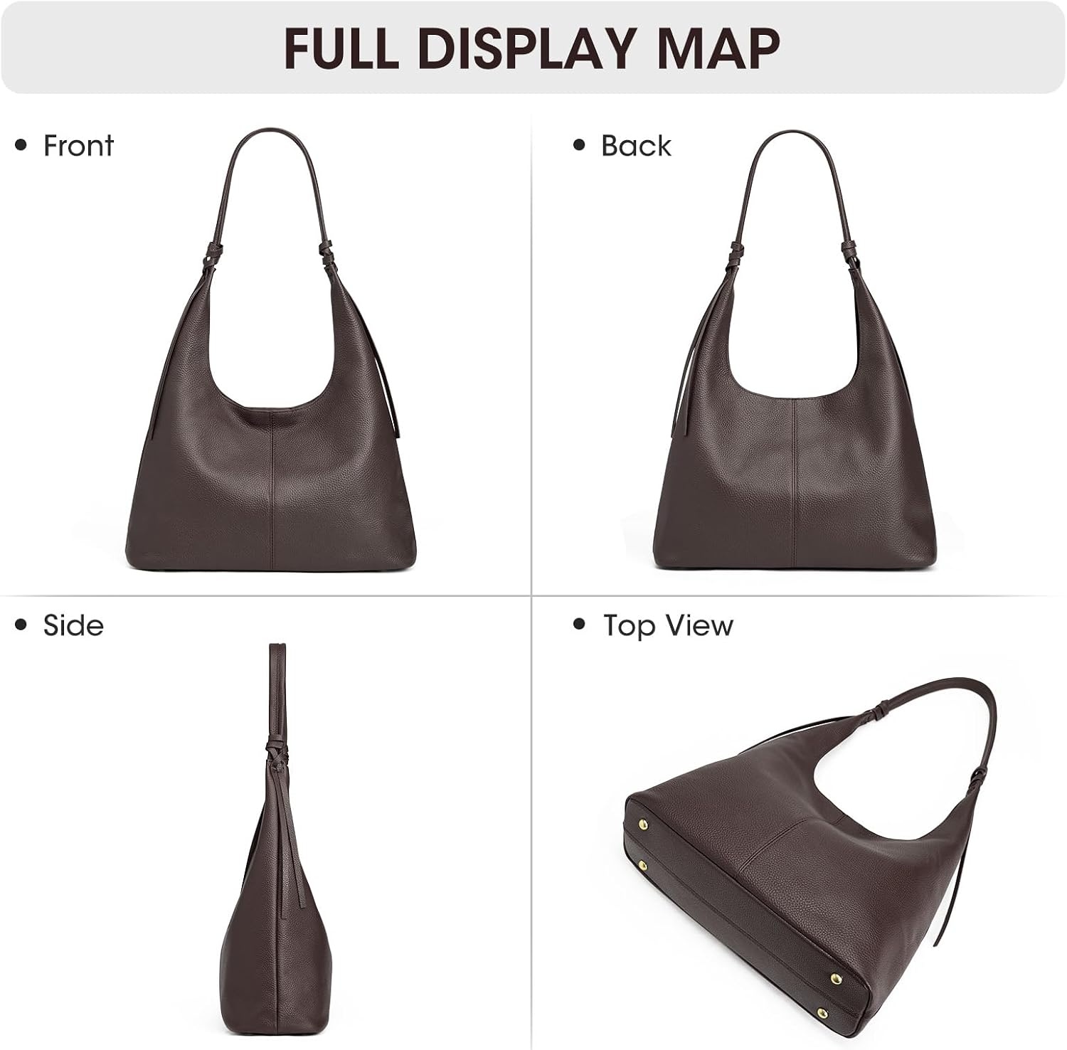 image:imageKattee Genuine Leather Shoulder Bag for Women Slouchy Hobo BagsCoffee