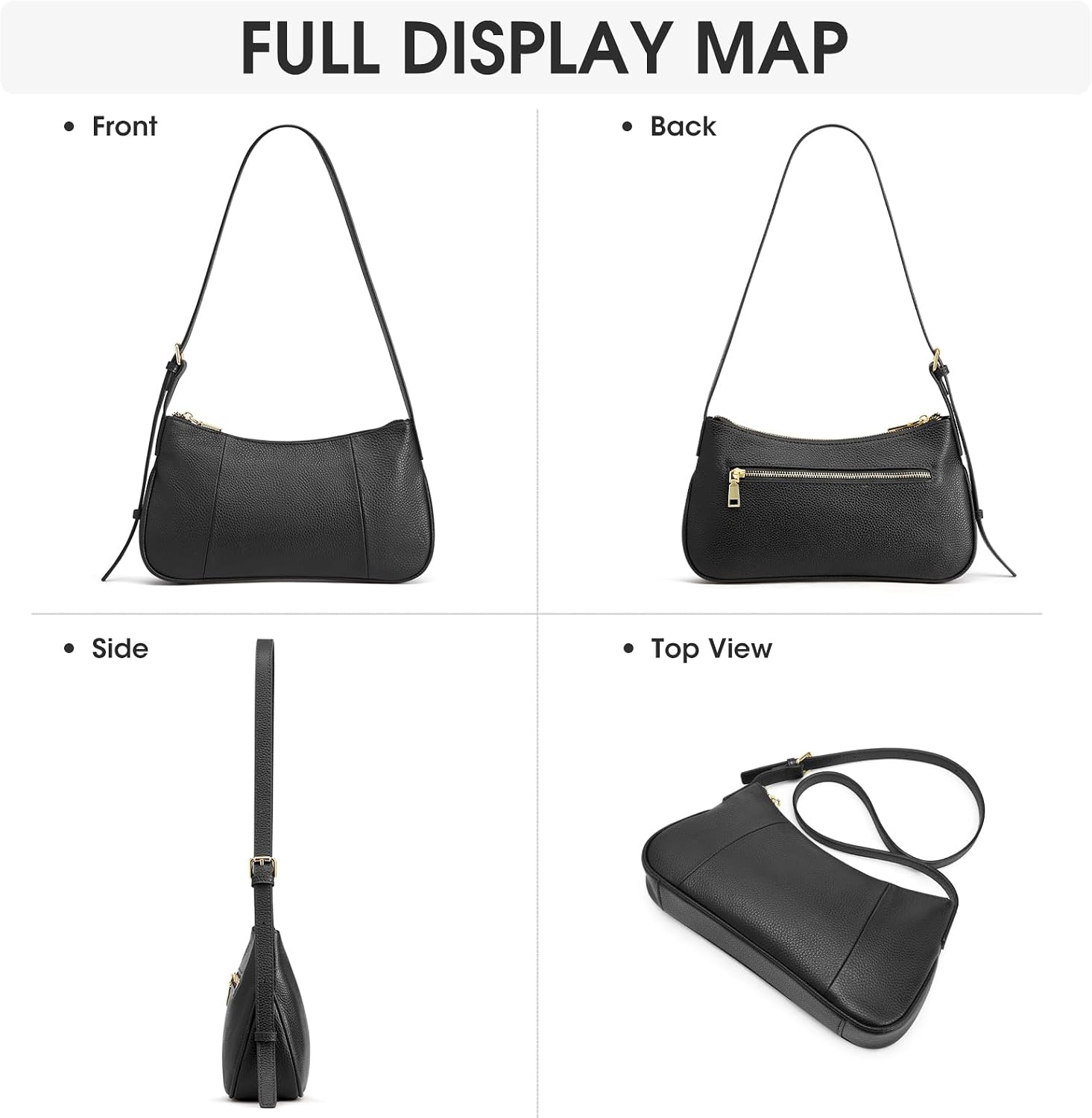image:imageKattee Small Shoulder Bag for Women Crescent Leather Purse HandbagBlack