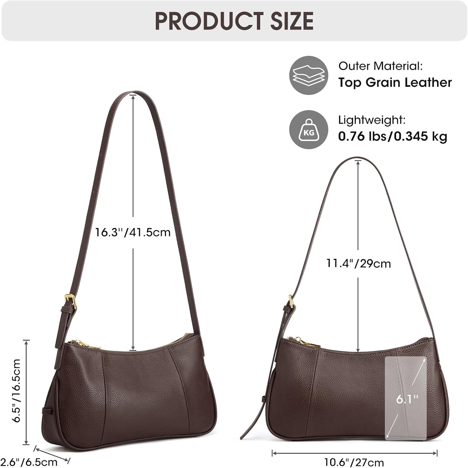image:imageKattee Small Shoulder Bag for Women Crescent Leather Purse HandbagCoffee