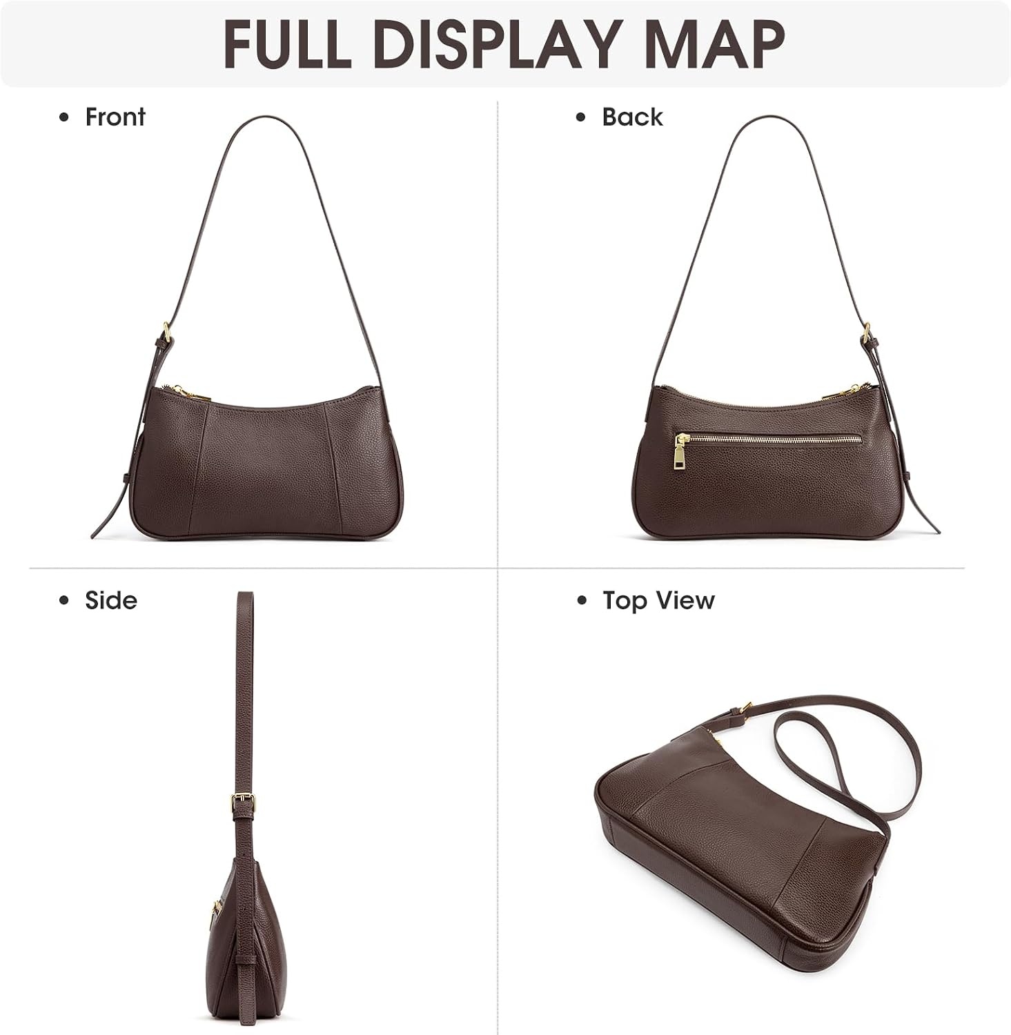 image:imageKattee Small Shoulder Bag for Women Crescent Leather Purse HandbagCoffee