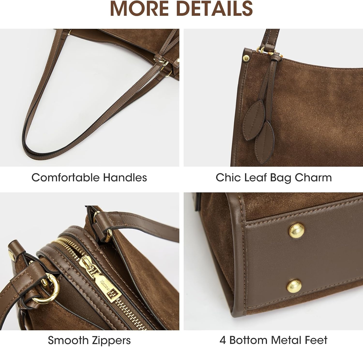 image:imageKattee Suede Leather Shoulder Bag for Women Trendy Tote Bag WorkChocolate