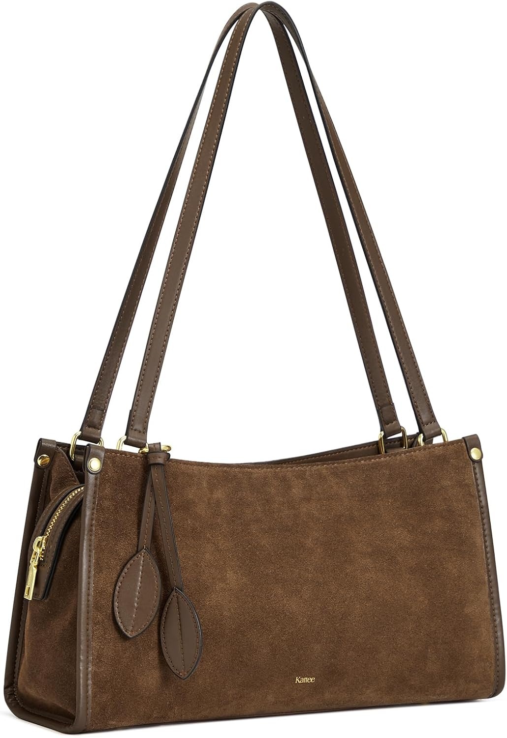 image:imageKattee Suede Leather Shoulder Bag for Women Trendy Tote Bag WorkChocolate