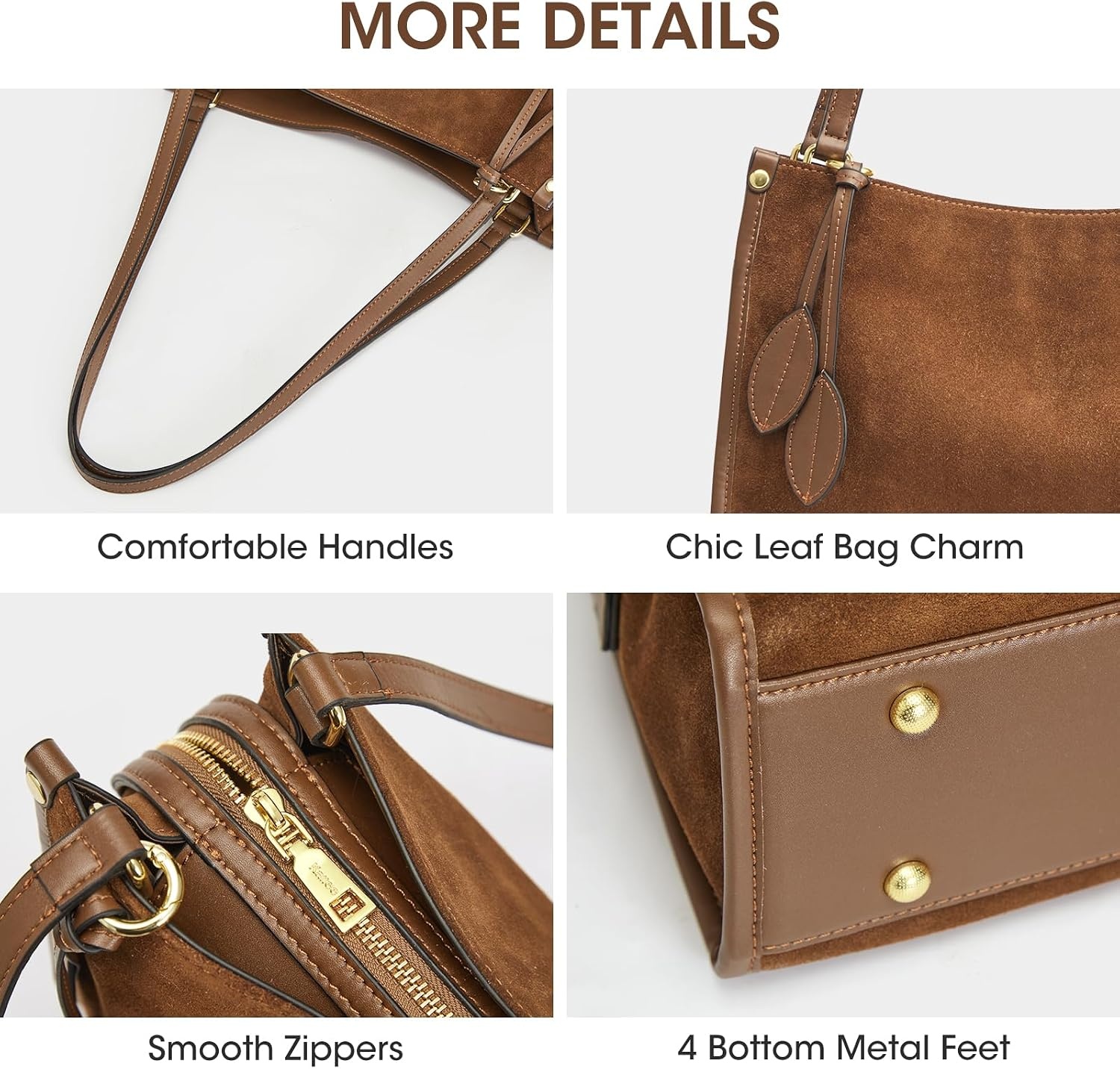 image:imageKattee Suede Leather Shoulder Bag for Women Trendy Tote Bag WorkCoffee