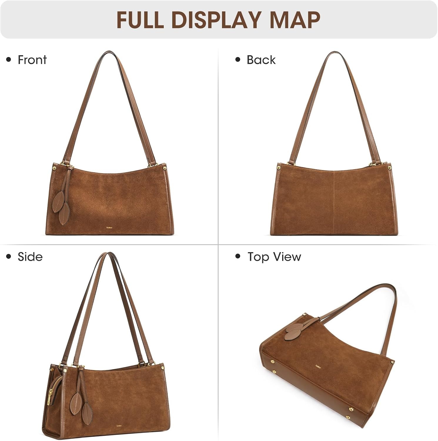 image:imageKattee Suede Leather Shoulder Bag for Women Trendy Tote Bag WorkCoffee