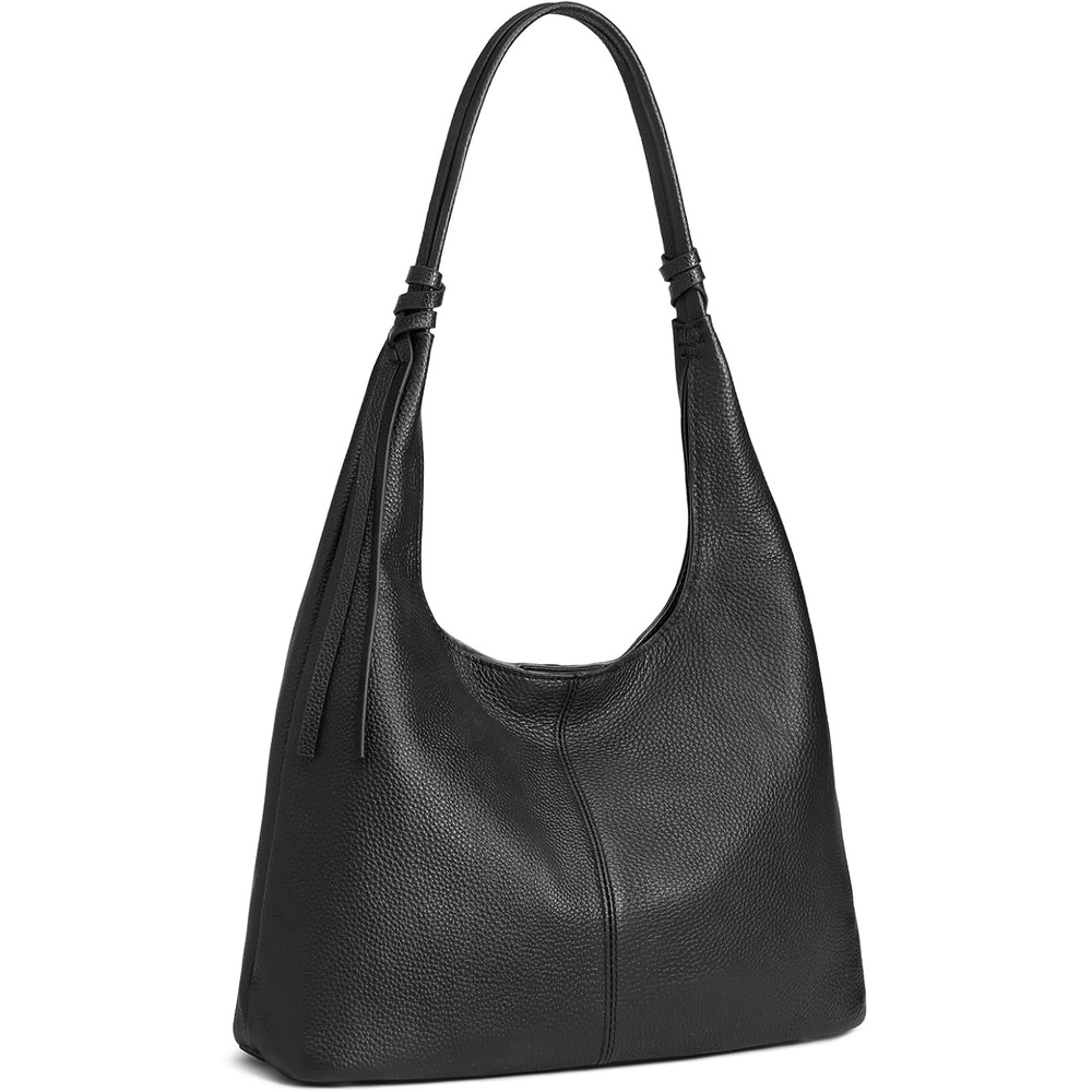 image:imageKattee Genuine Leather Shoulder Bag for Women Slouchy Hobo BagsBlack