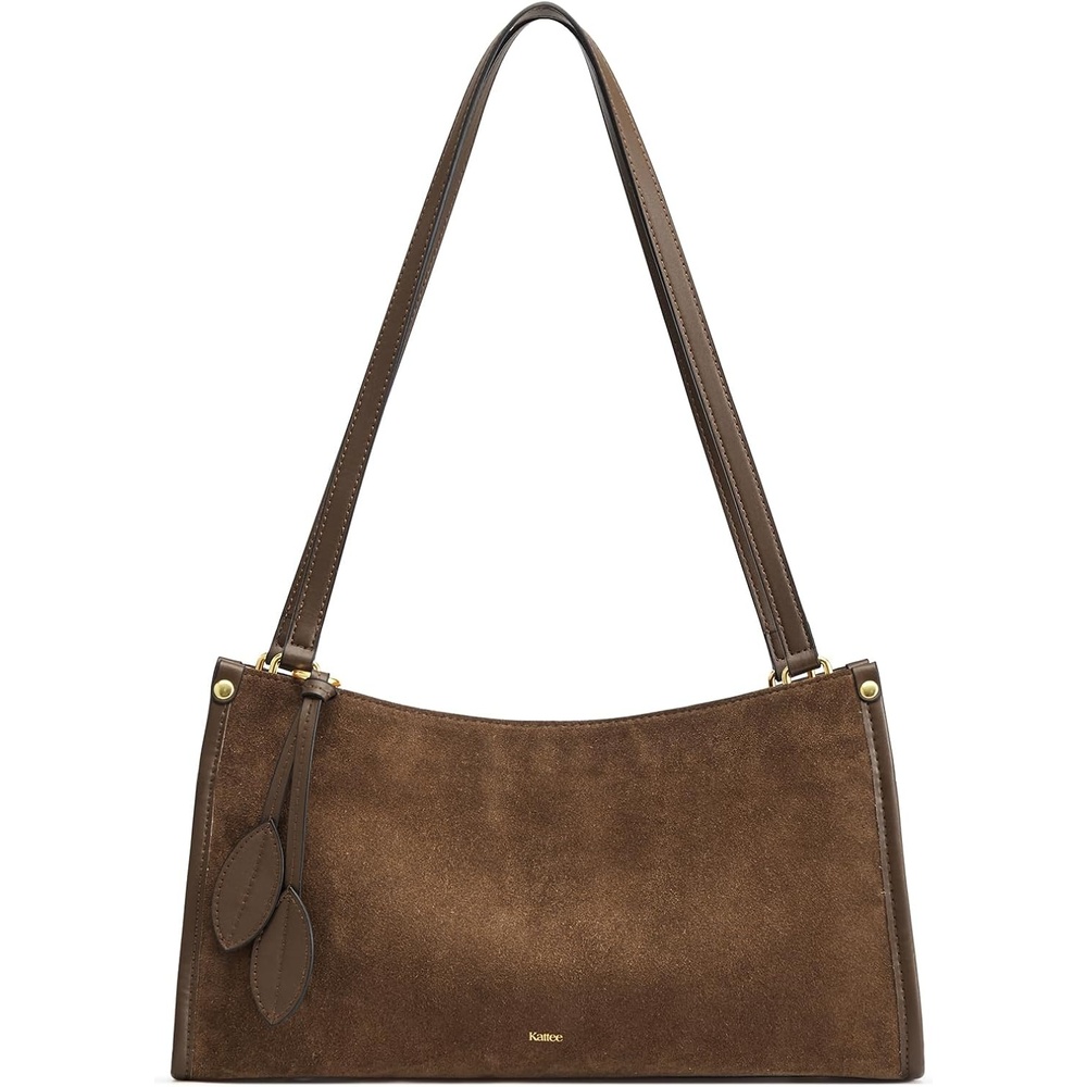 image:imageKattee Suede Leather Shoulder Bag for Women Trendy Tote Bag WorkChocolate