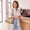 Kattee Genuine Leather Shoulder Bag for Women, Slouchy Hobo Bags(Apricot)