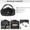 Kattee Genuine Leather Shoulder Bag for Women, Slouchy Hobo Bags(Black)