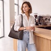 Kattee Genuine Leather Shoulder Bag for Women, Slouchy Hobo Bags(Coffee)