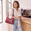 Kattee Genuine Leather Shoulder Bag for Women, Slouchy Hobo Bags(Wine Red)