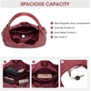 Kattee Genuine Leather Shoulder Bag for Women, Slouchy Hobo Bags(Wine Red)