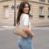 Kattee Small Shoulder Bag for Women Crescent Leather Purse Handbag(Apricot)