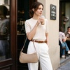 Kattee Small Shoulder Bag for Women Crescent Leather Purse Handbag(Apricot)