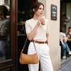 Kattee Small Shoulder Bag for Women Crescent Leather Purse Handbag(Brown)