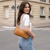 Kattee Small Shoulder Bag for Women Crescent Leather Purse Handbag(Brown)