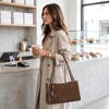 Kattee Suede Leather Shoulder Bag for Women Trendy Tote Bag Work(Chocolate)