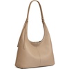 Kattee Genuine Leather Shoulder Bag for Women, Slouchy Hobo Bags(Apricot)