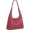 Kattee Genuine Leather Shoulder Bag for Women, Slouchy Hobo Bags(Wine Red)