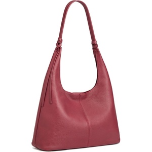 Kattee Genuine Leather Shoulder Bag for Women, Slouchy Hobo Bags(Wine Red)