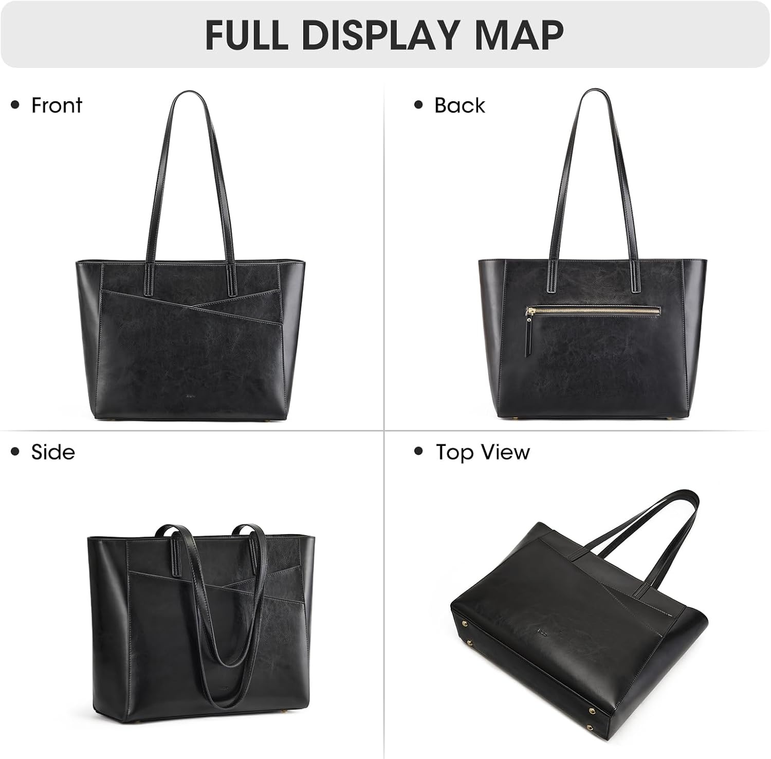 image:imageKattee Leather Travel Tote Bag for WomenBlack