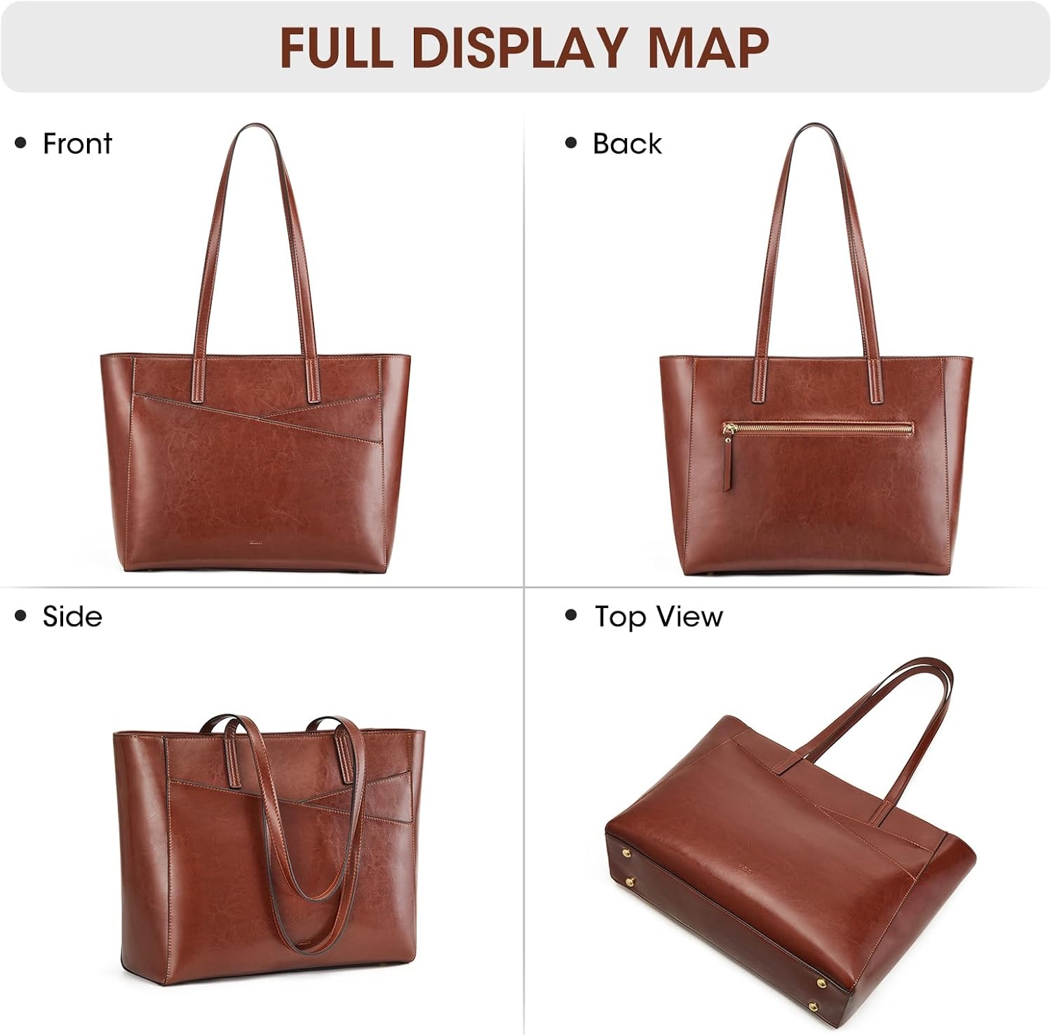 image:imageKattee Leather Travel Tote Bag for WomenDark Brown